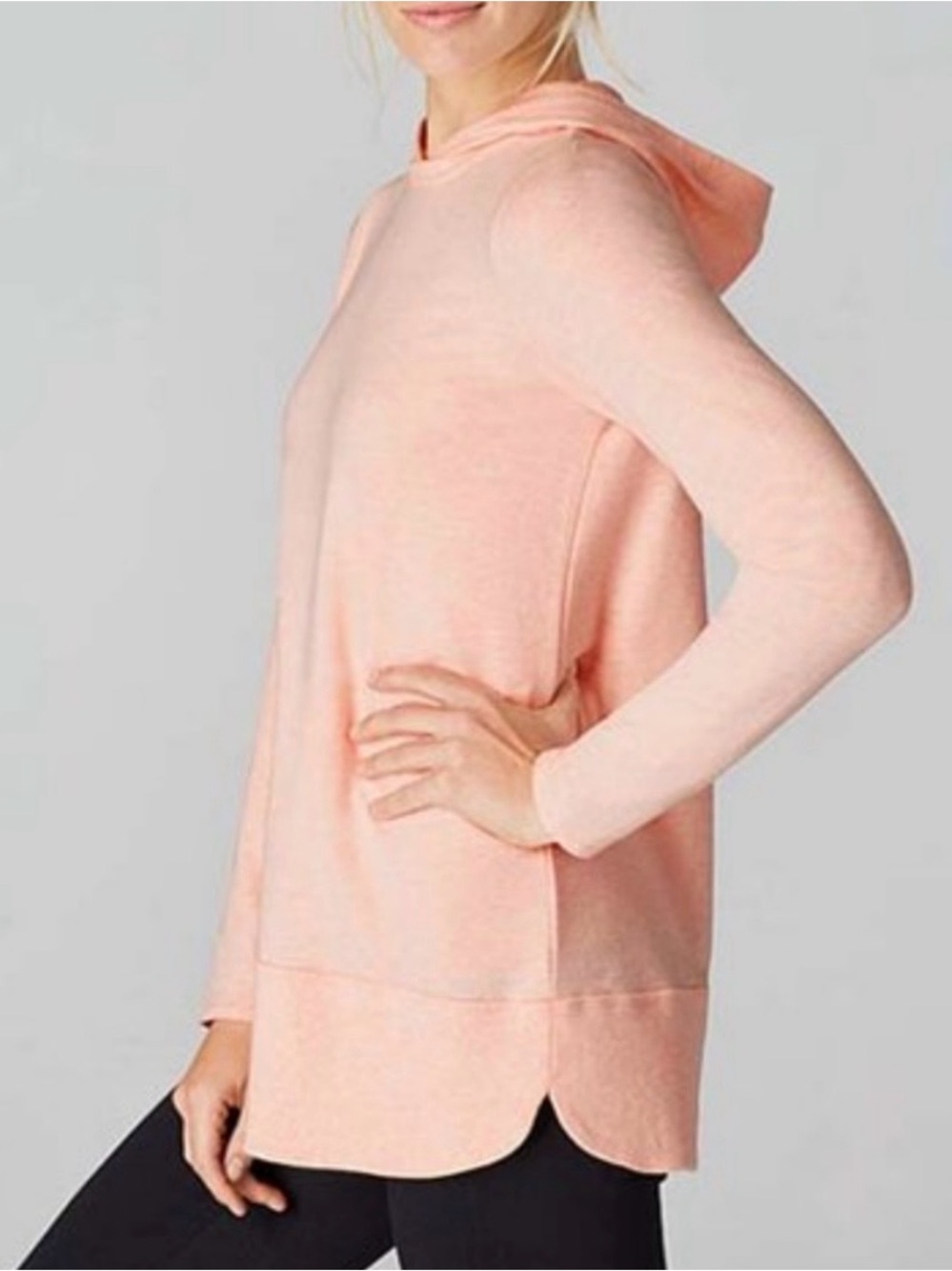 J. Jill Pure Jill Harmony Rib-Trimmed Hoodie, Soft Coral Dust Heather, XL - Picture 4 of 13